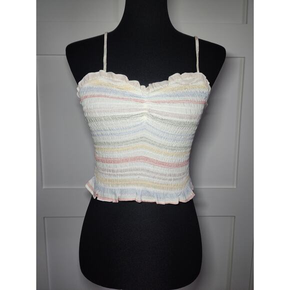 Pink Rose Crop Elastic Spaghetti Strap Top - Womens Size Small NWT - Picture 1 of 8